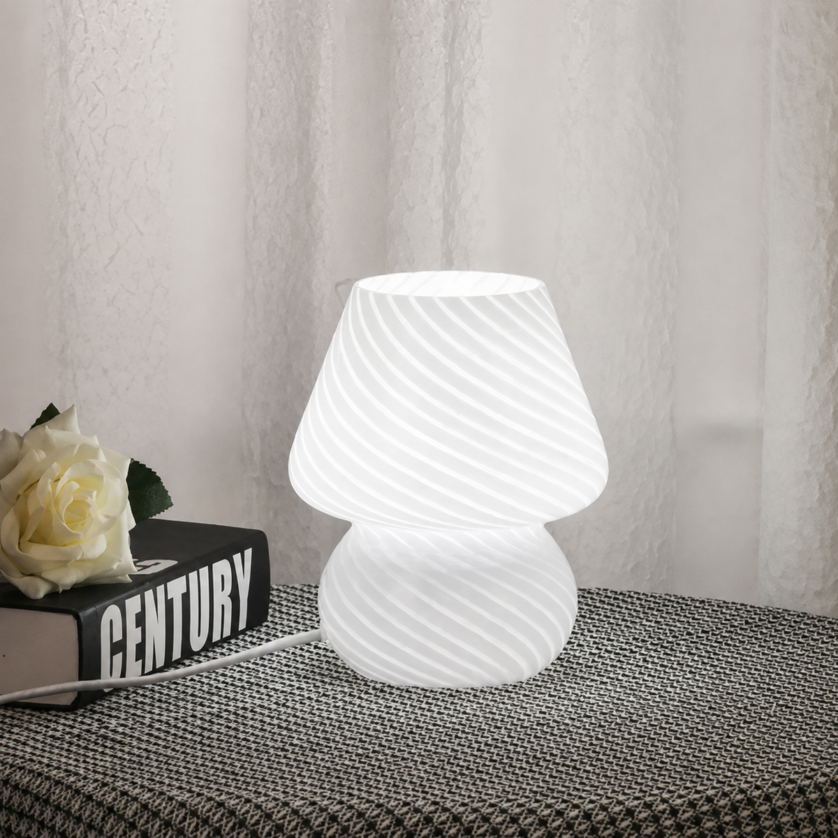 Modern Swirl LED Table Lamp – Aesthetic Mushroom Bedside Light